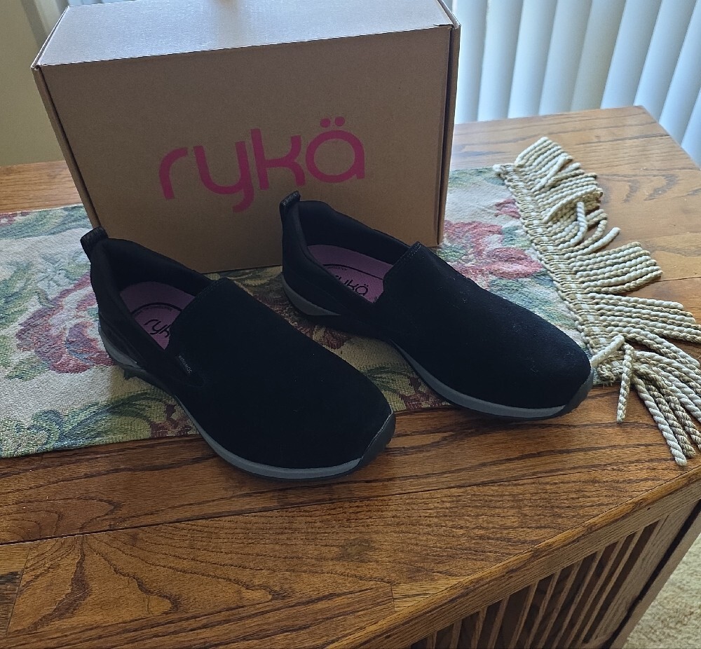 Ryka Women Black Slip-On Loafers with Purple Insole Accents - Picture 2 of 5